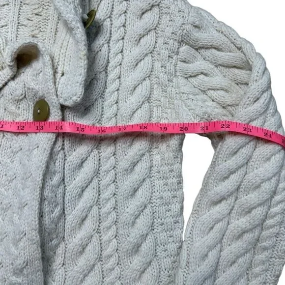 Aran Woollen Mills Super Soft Merino 3 Button Sweater Ivory Medium - Picture 8 of 9